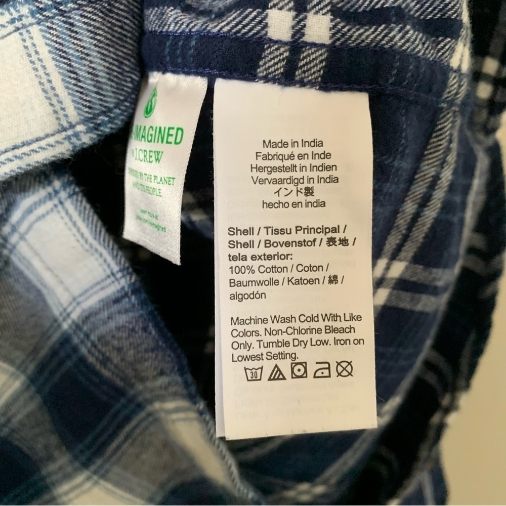 J Crew Blue Plaid Split Pattern Flannel Shirt - image 7